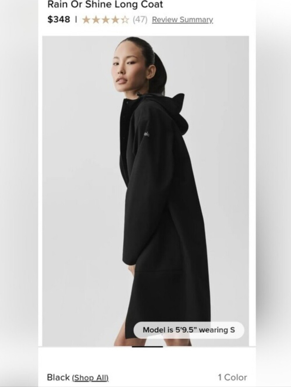 alo Rain or Shine Long Coat - Black